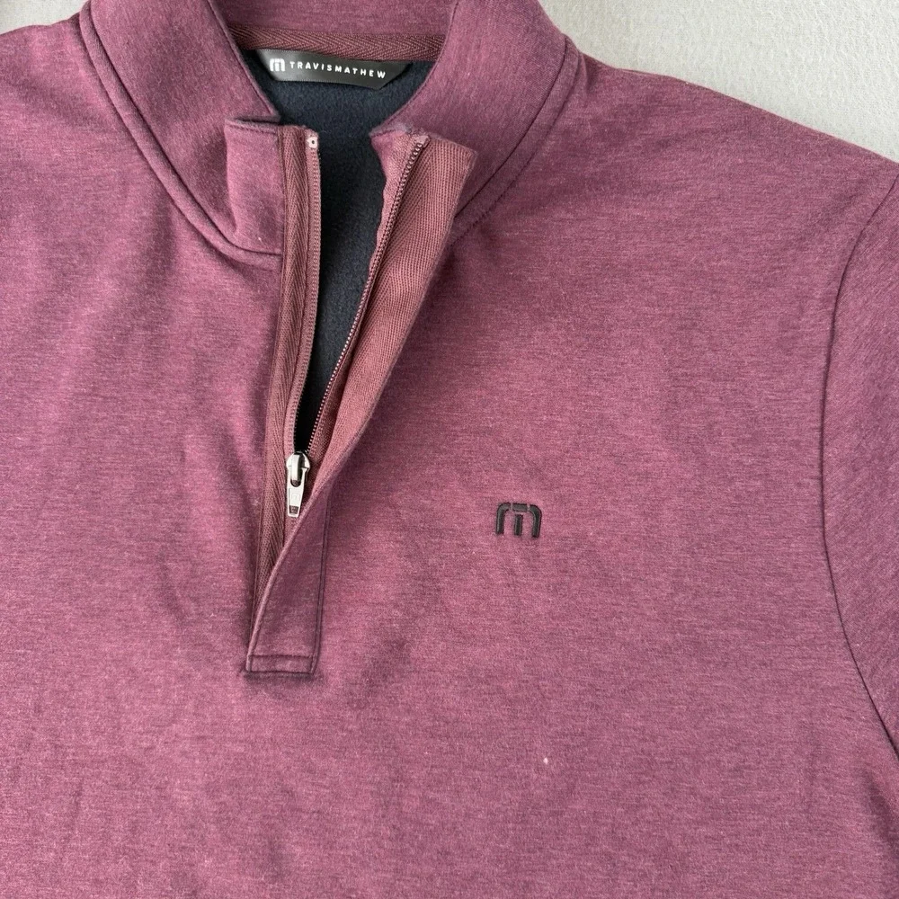 Travis Mathew Cloud Quarter Zip 2.0 Pullover Men XL Dark Red Fleece Golf Sweater